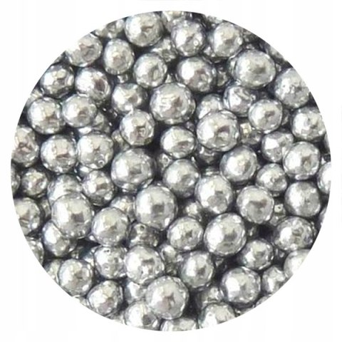 Cukrowe PEREŁKI włoskie na tort SREBRNE 8mm 20g