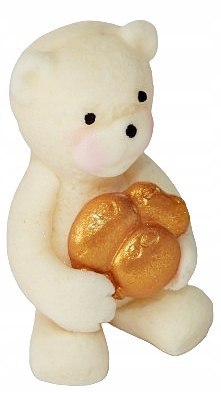 FIGURKA NA TORT MIŚ DEKORACJE URODZINY CHRZEST BABY SHOWER ZŁOTY ECRU