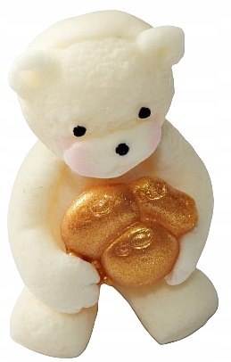 FIGURKA NA TORT MIŚ DEKORACJE URODZINY CHRZEST BABY SHOWER ZŁOTY ECRU FIGURKA NA TORT MIŚ DEKORACJE URODZINY CHRZEST BABY SHOWER ZŁOTY ECRU