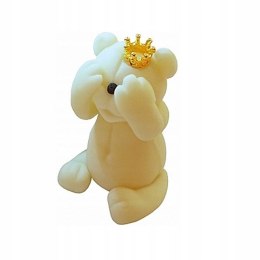 FIGURKA NA TORT MIŚ Z CUKRU W KORONIE-ECRU