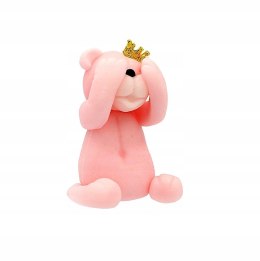 Miś cukrowy w koronie figurka z cukru różowy