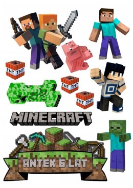 Opłatek tort CUKROWY POSTACI FIGURKI minecraft a4