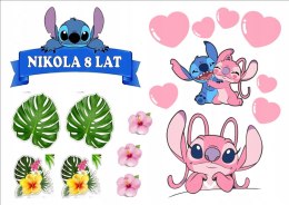 Opłatek tort CUKROWY STITCH RÓŻOWY a4