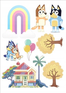 Opłatek tort CUKROWY bluey 1 POSTACI FIGURKI a4