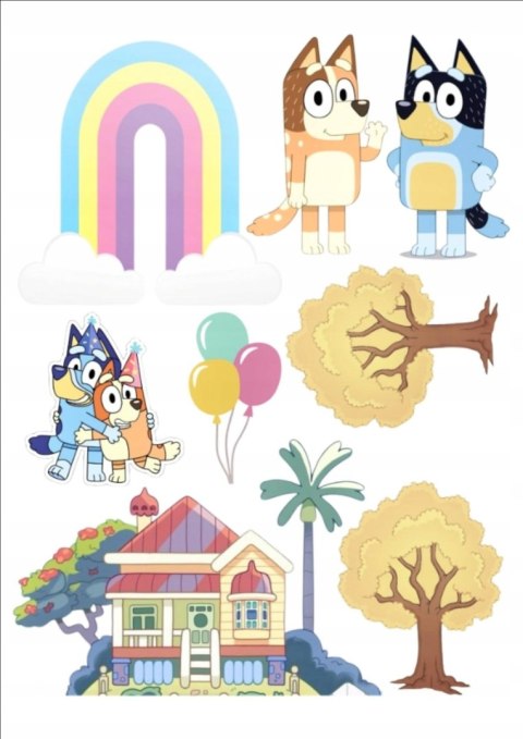 Opłatek tort CUKROWY bluey 1 POSTACI FIGURKI a4 Opłatek tort CUKROWY bluey 1 POSTACI FIGURKI a4
