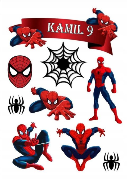 Opłatek tort CUKROWY spiderman POSTACI FIGURKI IMIĘ a4
