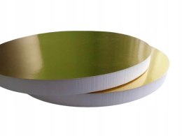 PODKŁAD POD TORT BIAŁY STYRODUR Z PODKŁADKĄ 21,5 CM ZŁOTY