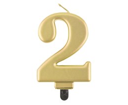 Świeczka urodzinowa cyfra 2 Godan 8 cm PF-SCZ2 złota