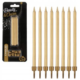 Świeczki na tort Godan Beauty&Charm 10 cm 8 sztuk złote