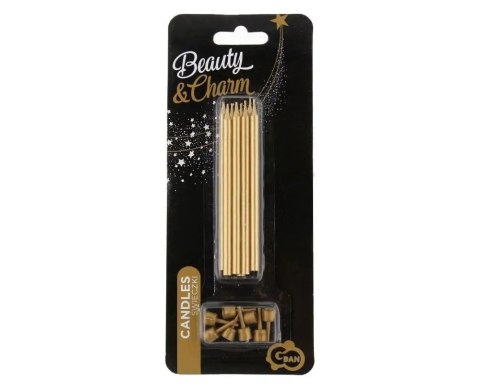 Świeczki na tort Godan Beauty&Charm 10 cm 8 sztuk złote Świeczki na tort Godan Beauty&Charm 10 cm 8 sztuk złote