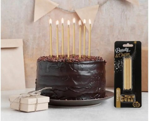 Świeczki na tort Godan Beauty&Charm 10 cm 8 sztuk złote Świeczki na tort Godan Beauty&Charm 10 cm 8 sztuk złote