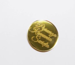 TOPPER Dekor na bok Kółko z grawer 5cm pierwsza komunia święta Złote Lustro