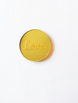 TOPPER Dekor na bok Kółko z grawerem 5cm LOVE Plexi Złote Lustro