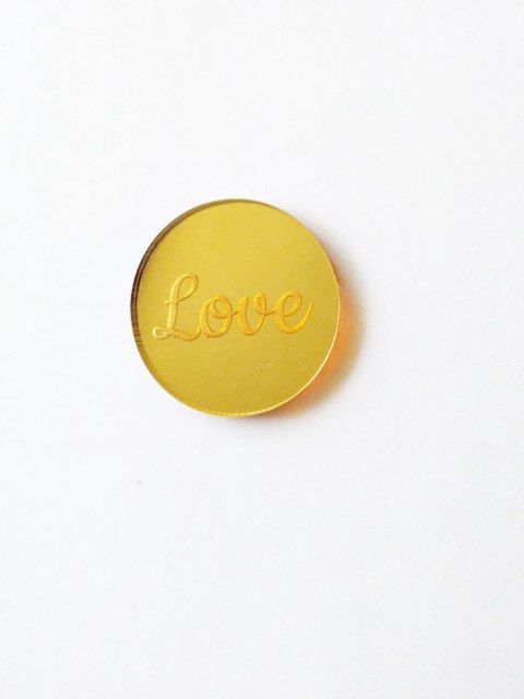 TOPPER Dekor na bok Kółko z grawerem 5cm LOVE Plexi Złote Lustro