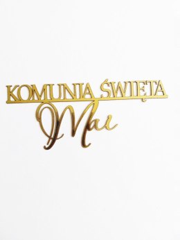 TOPPER PAPIER BRYSTOL ZŁOTY KOMUNIA NA BOK IMIE 1