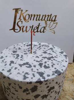 TOPPER PIERWSZA KOMUNIA ŚWIĘTA PLEKSA ZŁOTA LUSTRO BEZ PERSONALIZACJI 3