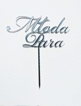 TOPPER PLEKSA SREBRNA LUSTRO MŁODA PARA ślub