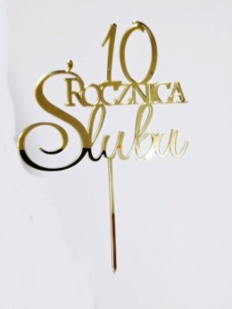 TOPPER PLEKSA ZŁOTA ROCZNICA ŚLUBU CYFRA DOWOLNA ZŁOTE LUSTRO