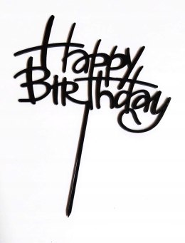 TOPPER PLEKSA ZŁOTA czarna happy birthday