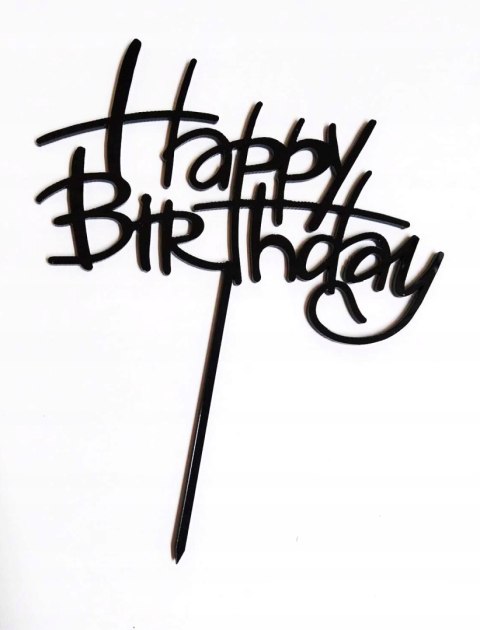 TOPPER PLEKSA ZŁOTA czarna happy birthday TOPPER PLEKSA ZŁOTA czarna happy birthday