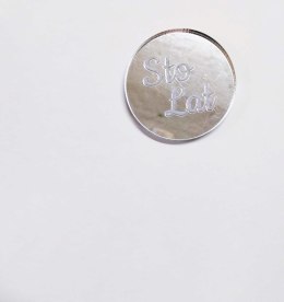 TOPPER na bok Kółko z grawerem 5cm STO LAT Srebrne Lustro
