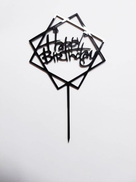 TOPPER pleksa czarna HAPPY BIRTHDAY 2