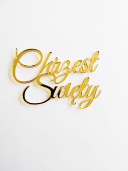 TOPPER złote LUSTRO chrzest święty 3 na bok bez szpikulca
