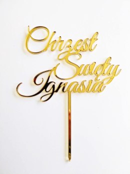 TOPPER złote LUSTRO chrzest święty 3 z imieniem