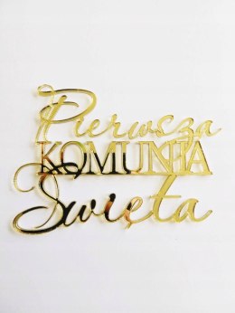 TOPPER złote LUSTRO na bok tortu pierwsza komunia święta ozdobna