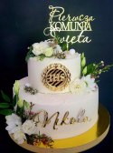 TOPPER złote LUSTRO na bok tortu pierwsza komunia święta ozdobna