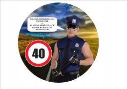 Opłatek tort waflowy dla dorosłych policjant kobieta 26 cm
