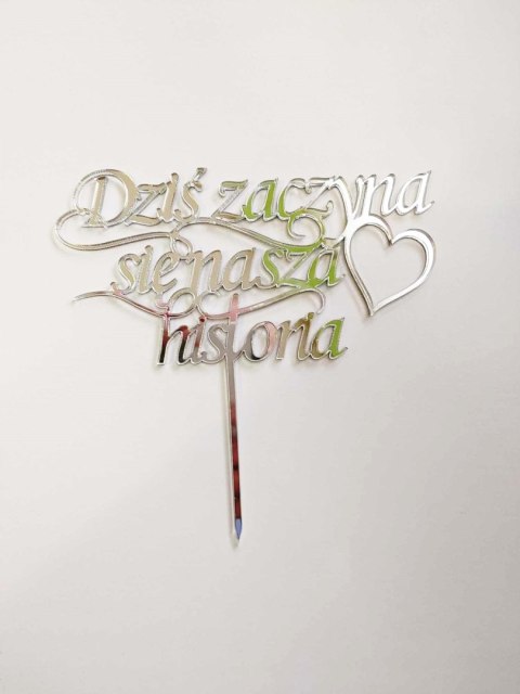 Topper pleksa srebrna lustro ślub wesele nasza historia Topper pleksa srebrna lustro ślub wesele nasza historia