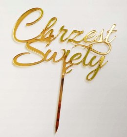 Topper pleksa złota lustro chrzest święty 4