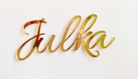 Topper pleksa złota lustro imie na bok allura 4 cm wysokosc duża litera