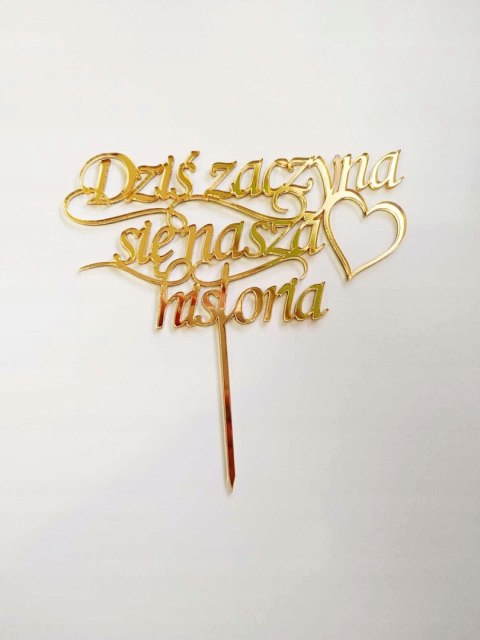 Topper pleksa złota lustro ślub wesele nasza historia Topper pleksa złota lustro ślub wesele nasza historia