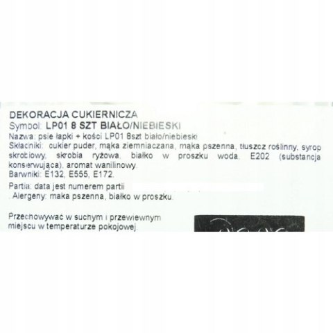 Dekoracje cukrowe Psie łapki i kostki 8 elementów niebieskie Dekoracje cukrowe Psie łapki i kostki 8 elementów niebieskie