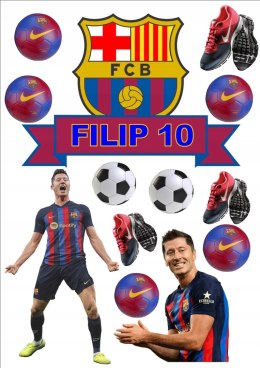 Opłatek tort CUKROWY FC BARCELONA PIŁKA IMIE a4