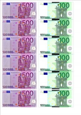 Opłatek tort CUKROWY euro banknoty a4