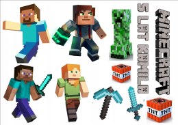 Opłatek tort CUKROWY postaci minecraft a4