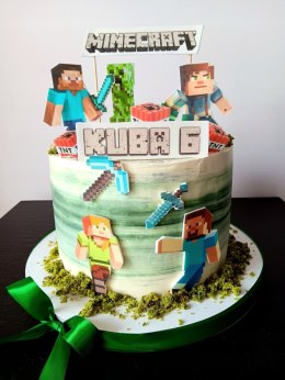 Opłatek tort CUKROWY postaci minecraft a4