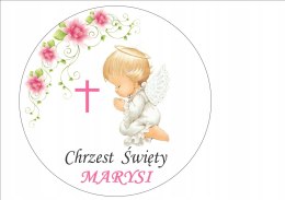 Opłatek tort waflowy CHRZEST ANIOŁEK DZIEWCZYNKA 16 cm
