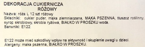 RÓŻA CUKROWA KWIAT DEKORACJA NA TORT RÓŻOWY 1 szt RÓŻA CUKROWA KWIAT DEKORACJA NA TORT RÓŻOWY 1 szt