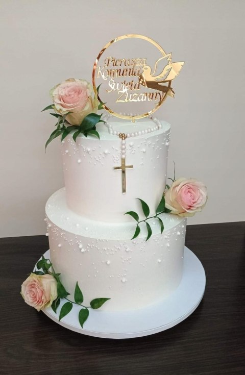 TOPPER PLEKSA ZŁOTA komunia gołąb imie w kole TOPPER PLEKSA ZŁOTA komunia gołąb imie w kole