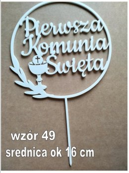 TOPPER biała pleksa komunia święta listki kielich