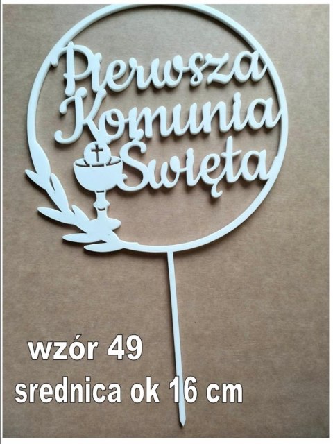 TOPPER biała pleksa komunia święta listki kielich TOPPER biała pleksa komunia święta listki kielich