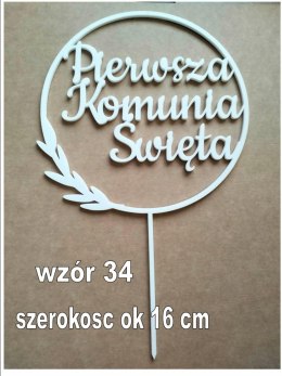 TOPPER biała pleksa komunia święta listki