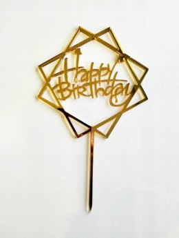 TOPPER pleksa ZŁOTA HAPPY BIRTHDAY 2