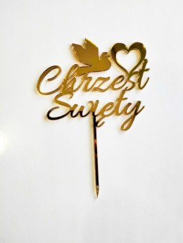 TOPPER pleksa chrzest święty gołąb i serce