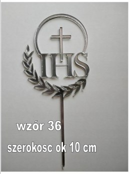 TOPPER pleksa srebrne lustro ihs krzyż komunia