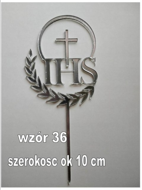 TOPPER pleksa srebrne lustro ihs krzyż komunia TOPPER pleksa srebrne lustro ihs krzyż komunia